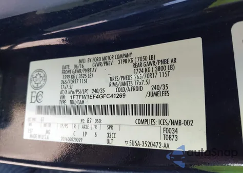 2016 Ford F-150 Xlt z USA, uszkodzony, nr VIN 1FTFW1EF4GFC41269